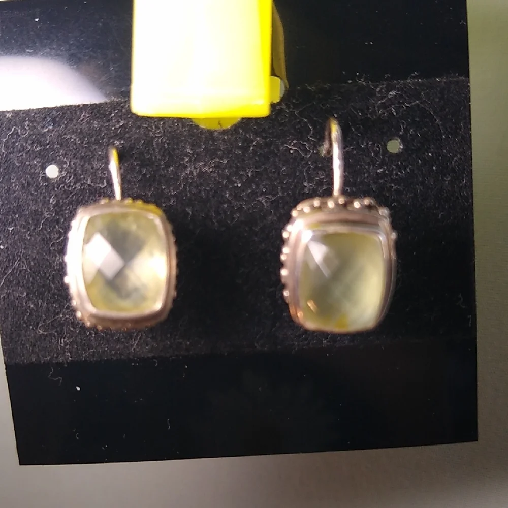 Pale Green Faceted Silver Drop Earrings - Picture 5 of 12